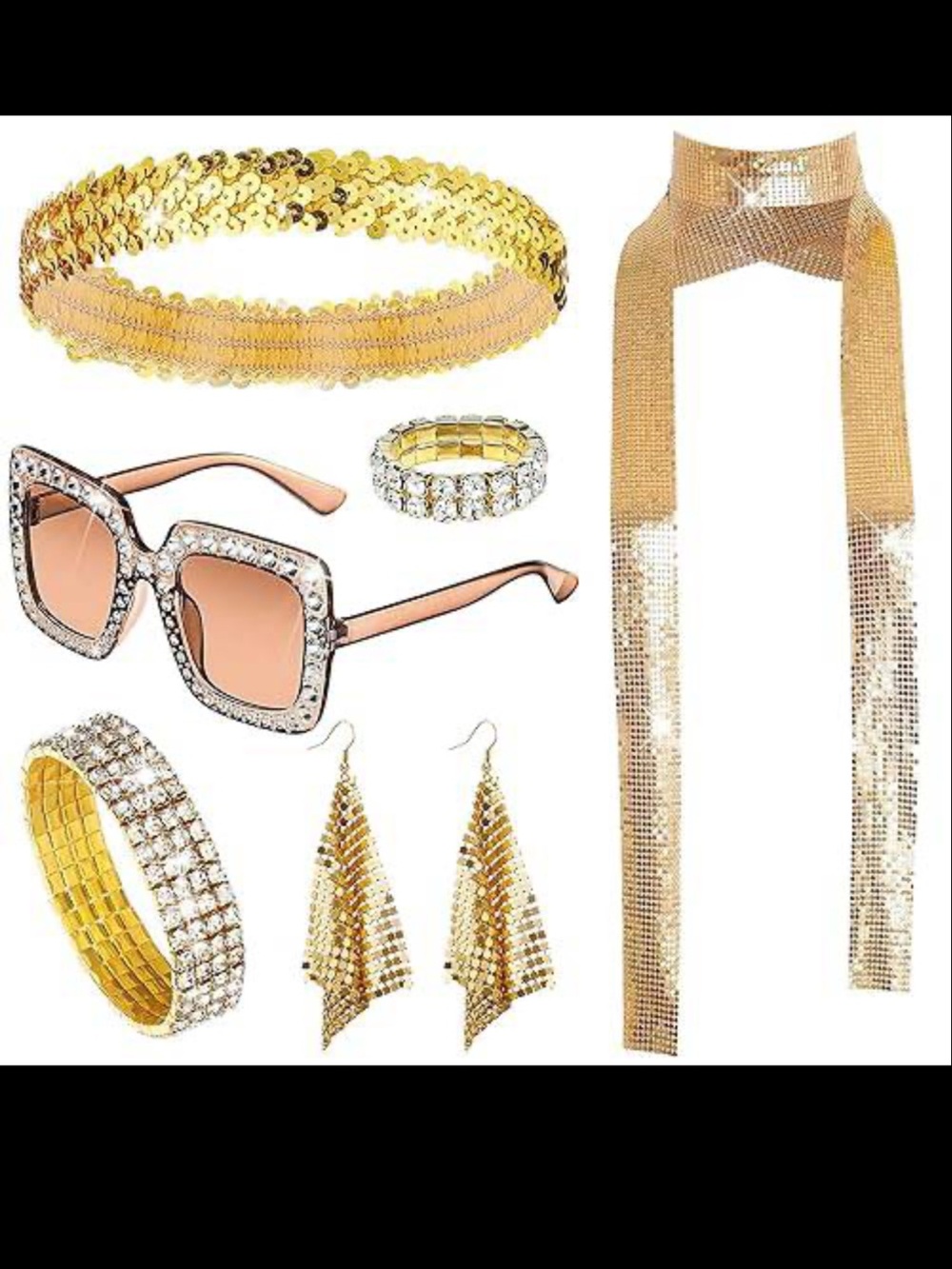 Women's 70's Disco Costume Accessories, 6 Pieces NWT